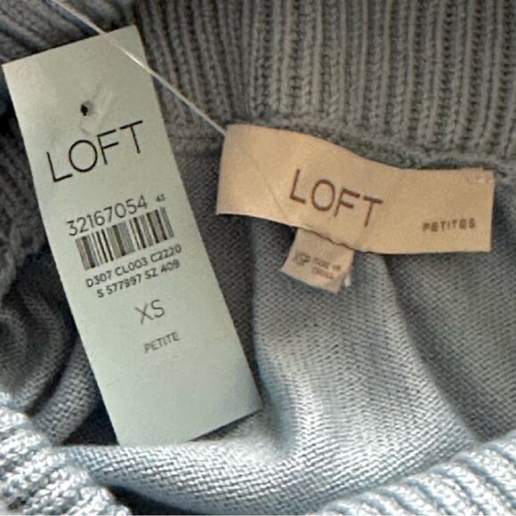 Loft Tunic Sweater Petite Dusty Blue Cowl Hi Low Hem Soft Tunic Sweater XSP NEW - Picture 3 of 11